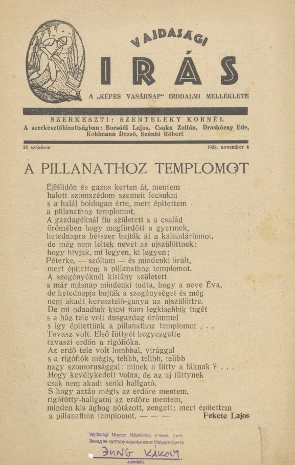 Vajdasági Írás, 1. évf. 1928. november 4. 36. sz. 193–224. oldal