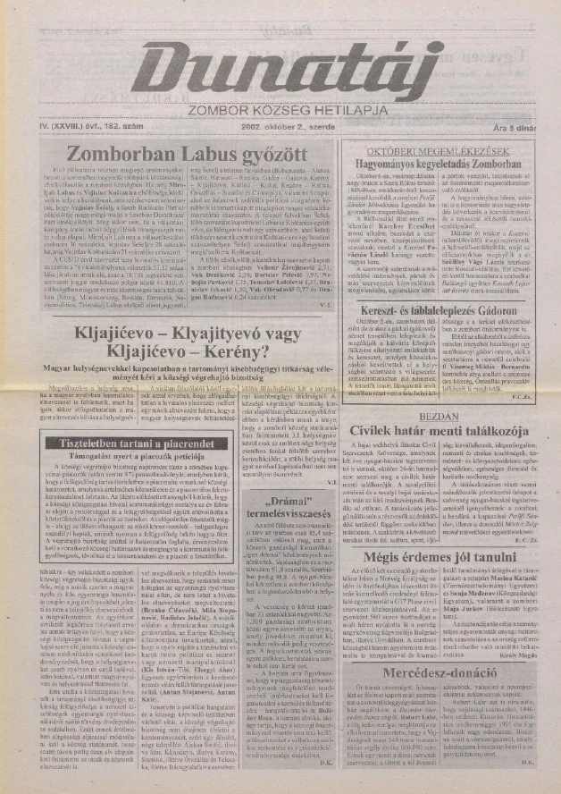 Dunatáj, 4. évf. 2002. október 2. 182. sz.