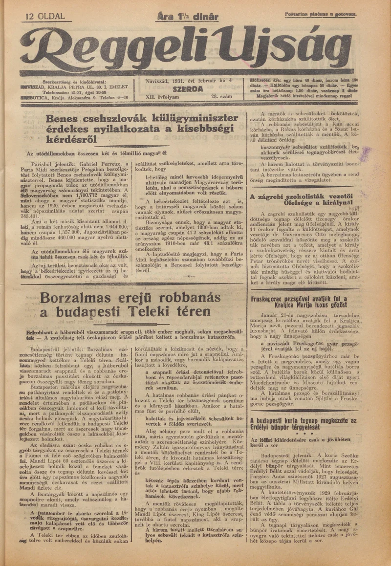 Reggeli Újság, 12. évf. 1931. február 4. 28. sz.