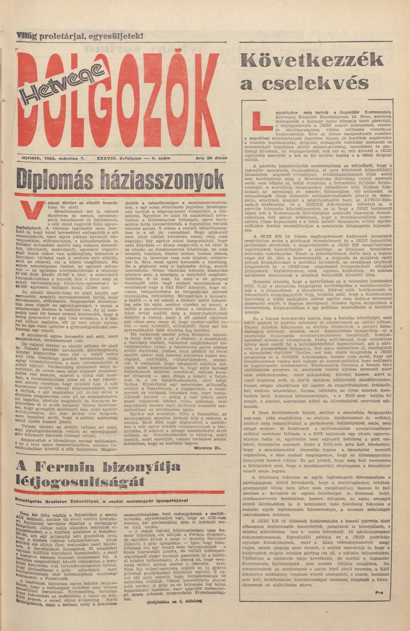 Dolgozók, 39. évf. 1985. március 7. 9. sz.