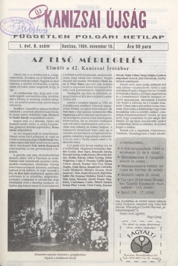Új Kanizsai Újság, 1. évf. 1994. november 10. 8. sz.