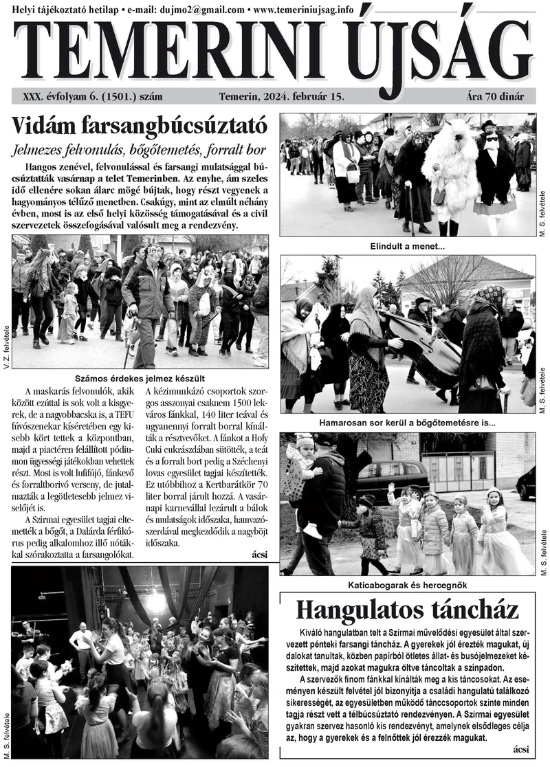 Temerini Újság, 30. évf. 2024. február 15. 6. sz.