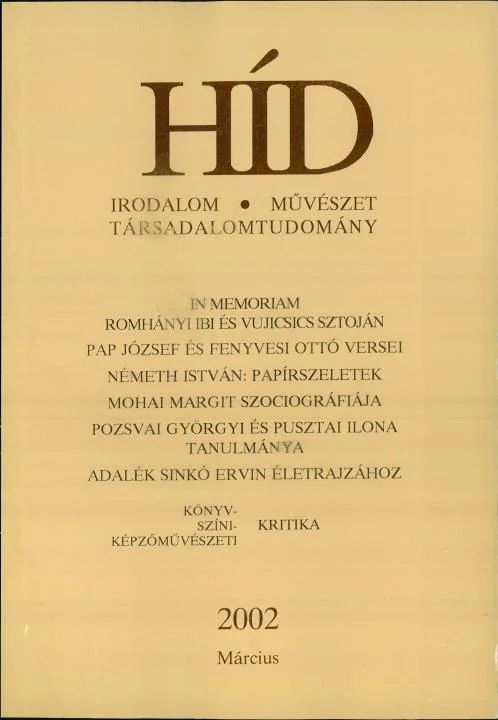 Híd, 66. évf. 2002. március. 3. sz. 297–432. oldal