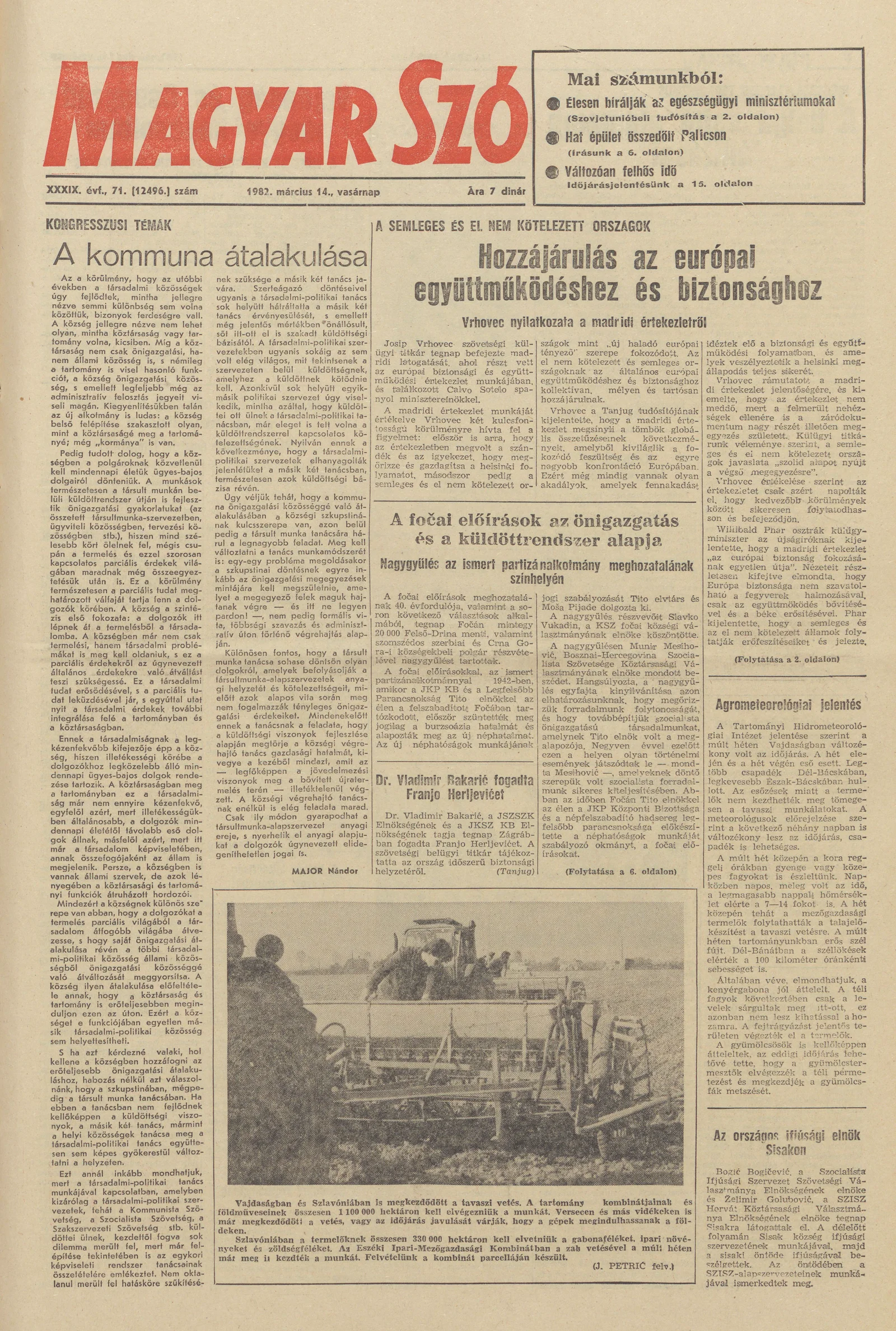 Magyar Szó, 39. évf. 1982. március 14. 71. sz. 1–32. oldal