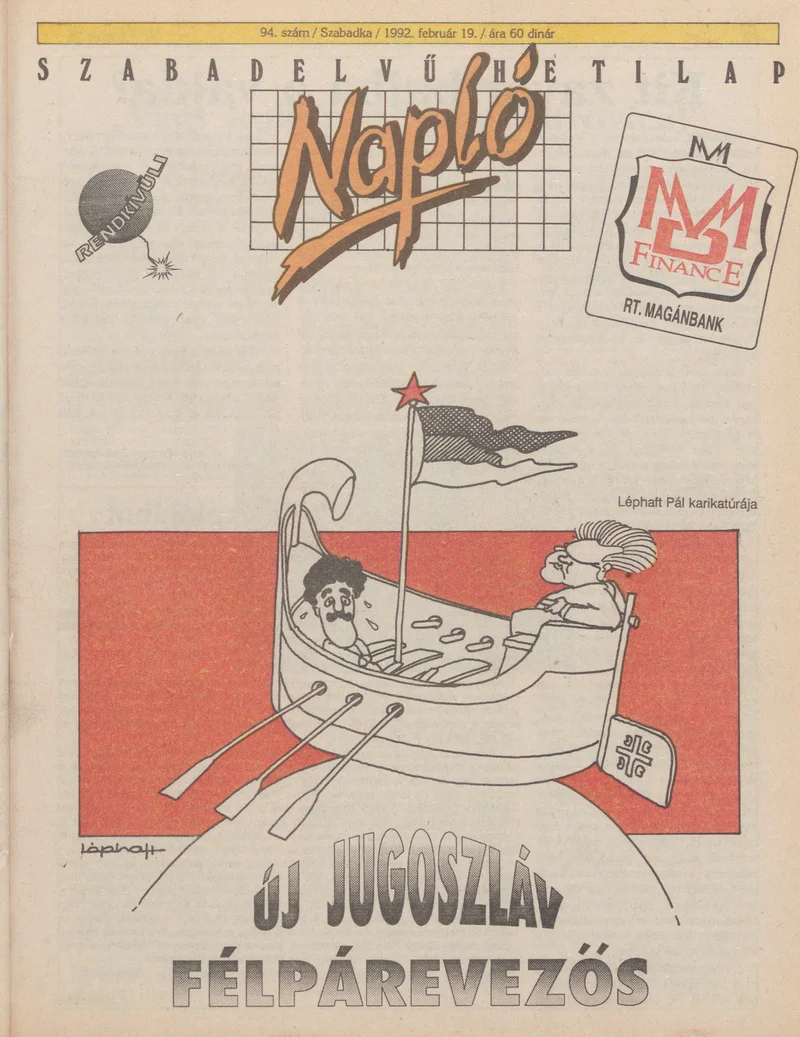 Napló - Szabadelvű hetilap, 3. évf. 1992. február 19. 94. sz.