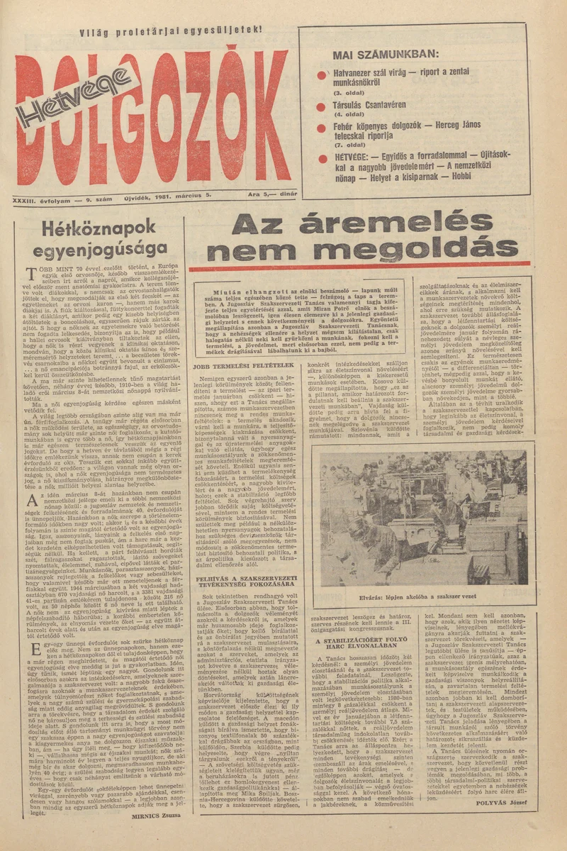 Dolgozók, 35. évf. 1981. március 5. 9. sz.