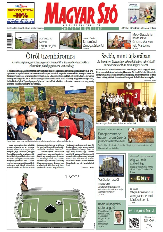 Magyar Szó, 75. évf. 2018. június 30. – július 1. 149. sz. 1–42. oldal