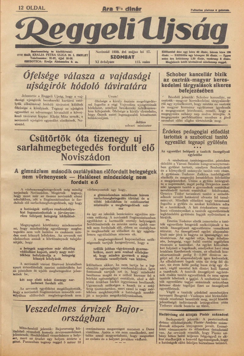 Reggeli Újság, 11. évf. 1930. május 17. 115. sz.