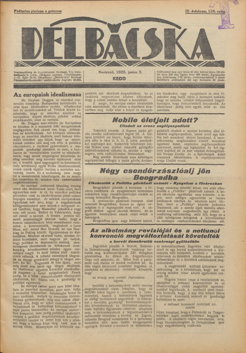 Délbácska, 9. évf. 1928. június 5. 128. sz.