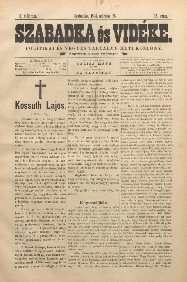Szabadka és vidéke II, 2. évf. 1894. március 25. 12. sz.