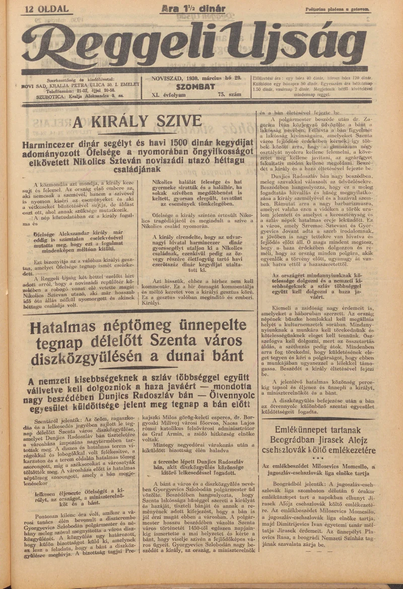 Reggeli Újság, 11. évf. 1930. március 29. 75. sz.