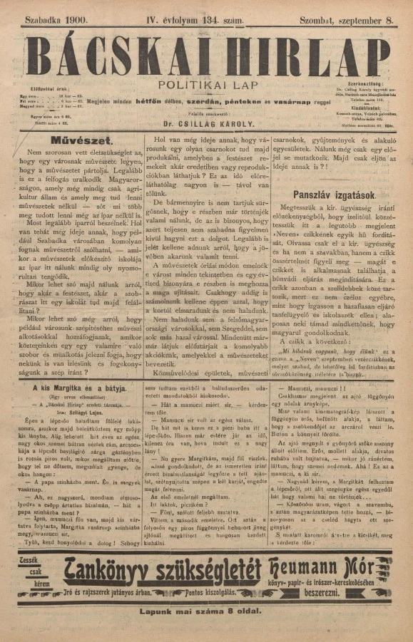 Bácskai Hirlap, 5. évf. 1900. szeptember 8. 134. sz.