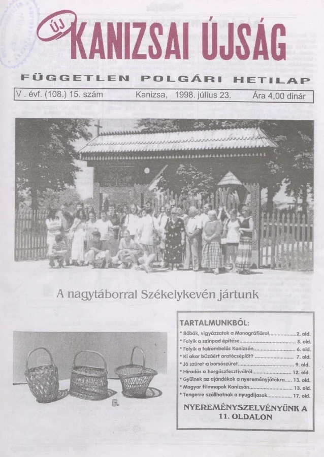 Új Kanizsai Újság, 5. évf. 1998. július 23. 15. sz.
