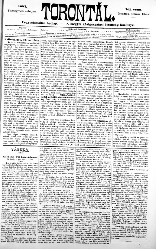Torontál, 11. évf. 1882. február 16. 7. sz.