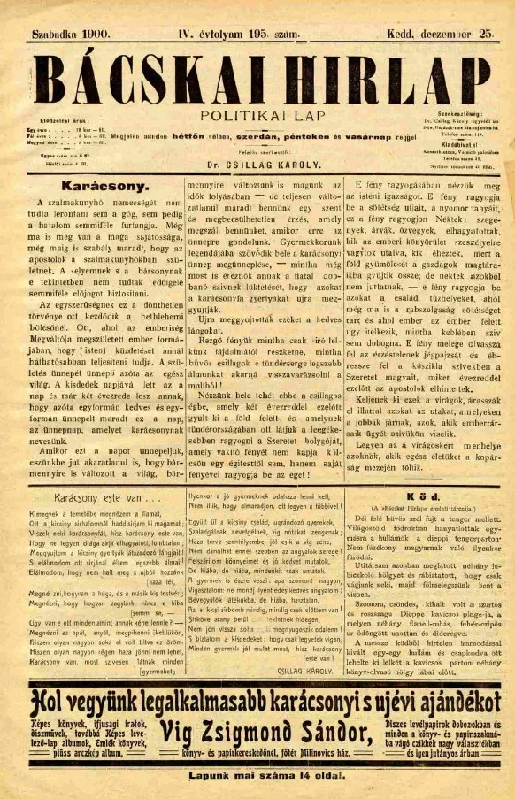 Bácskai Hirlap, 4. évf. 1900. december 25. 195. sz.