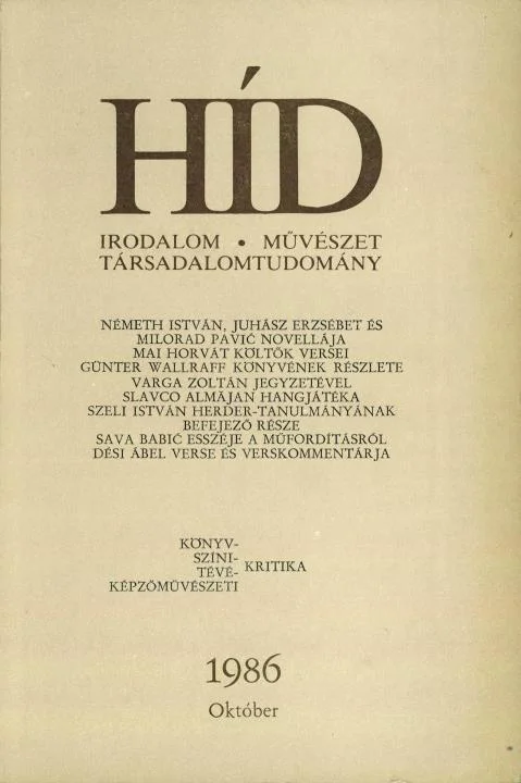 Híd, 50. évf. 1986. október. 10. sz. 1137–1308. oldal