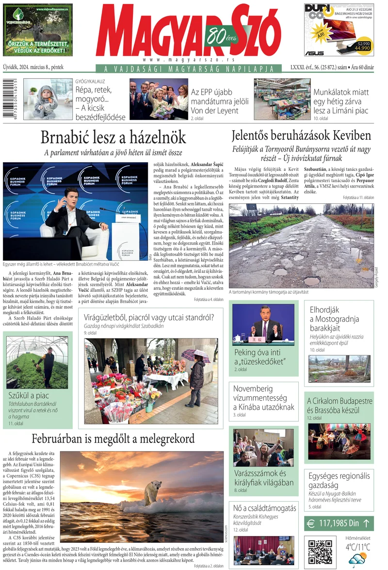 Magyar Szó, 81. évf. 2024. március 8. 56. sz. 1–16. oldal