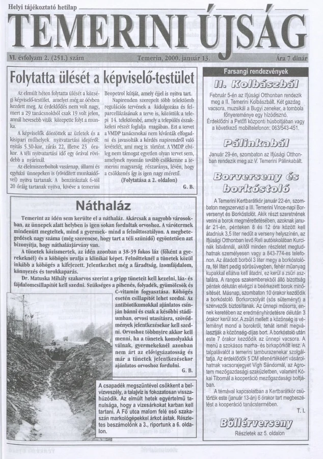 Temerini Újság, 6. évf. 2000. január 13. 2. sz.