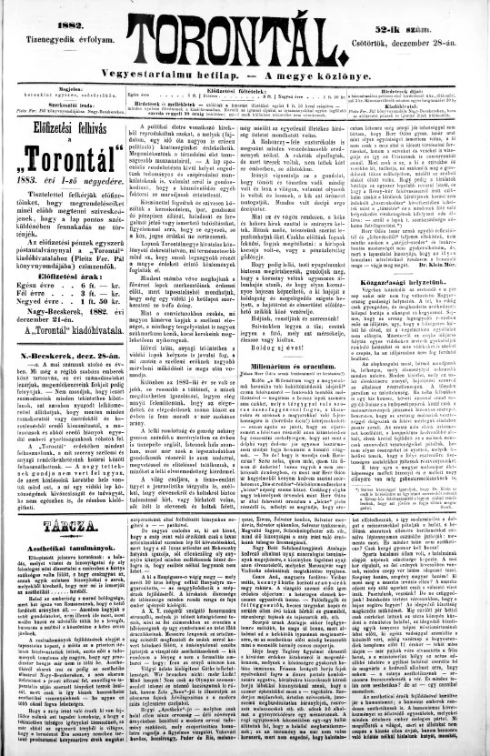 Torontál, 11. évf. 1882. december 28. 52. sz.