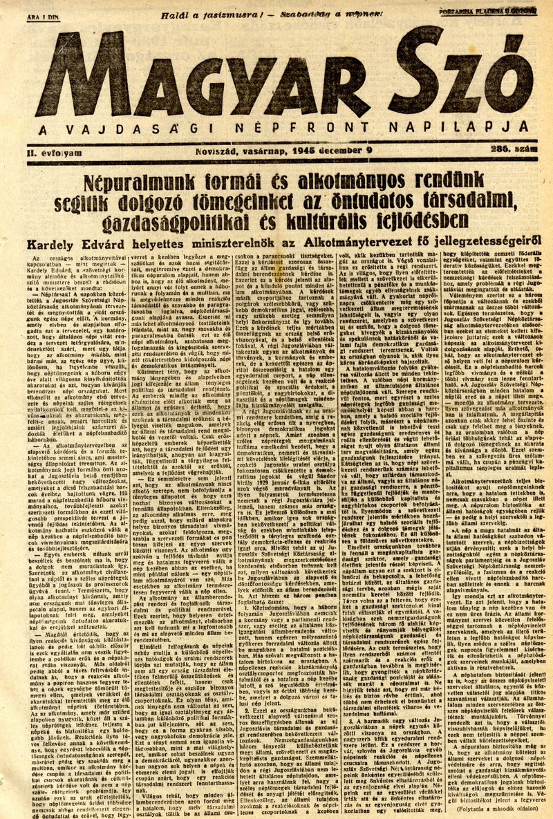 Magyar Szó, 2. évf. 1945. december 9. 286. sz. 1–8. oldal
