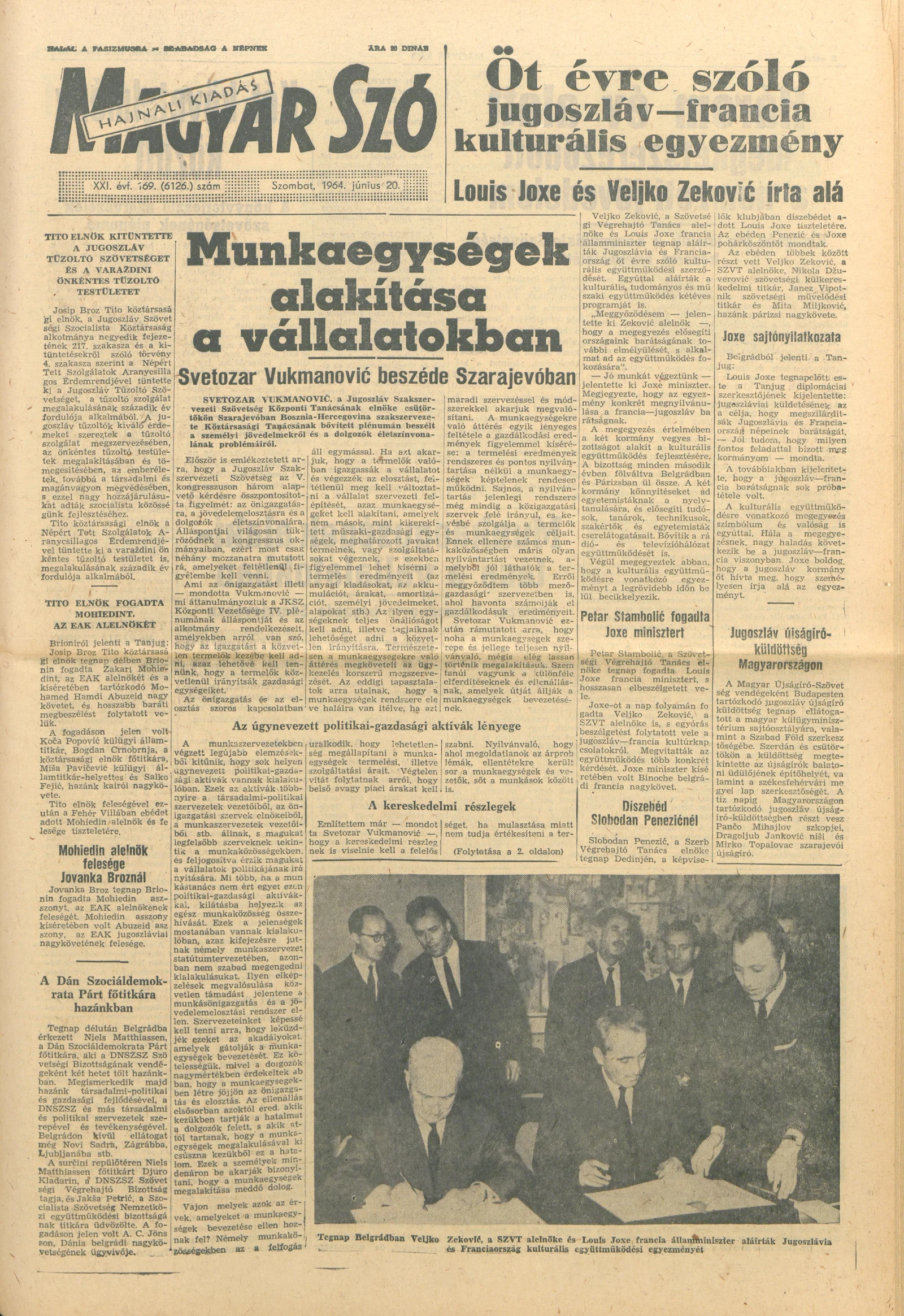 Magyar Szó, 21. évf. 1964. június 20. 169. sz. 1–12. oldal