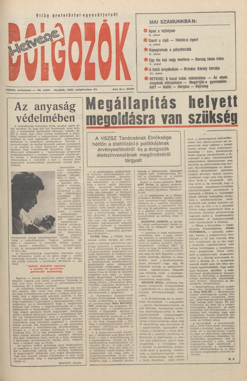 Dolgozók, 35. évf. 1981. szeptember 24. 38. sz.