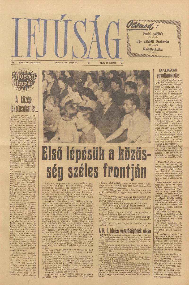 Ifjúság, 13. évf. 1957. szeptember 27. 621. sz.