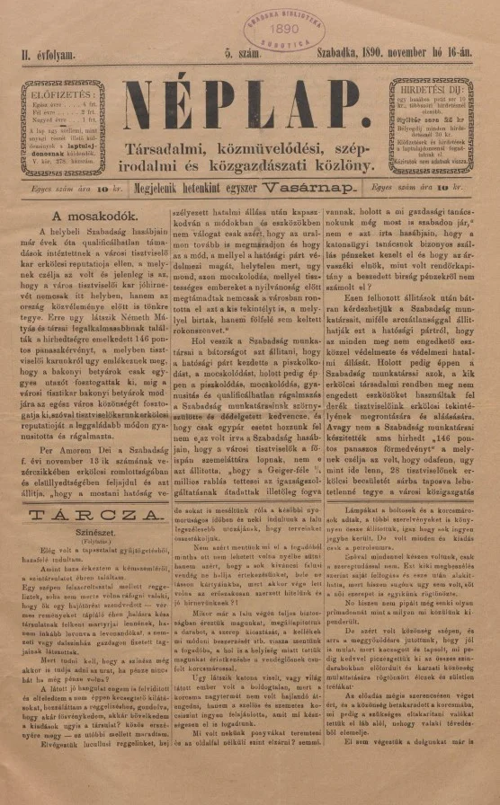 Néplap, 4. évf. 1890. november 16. 5. sz.
