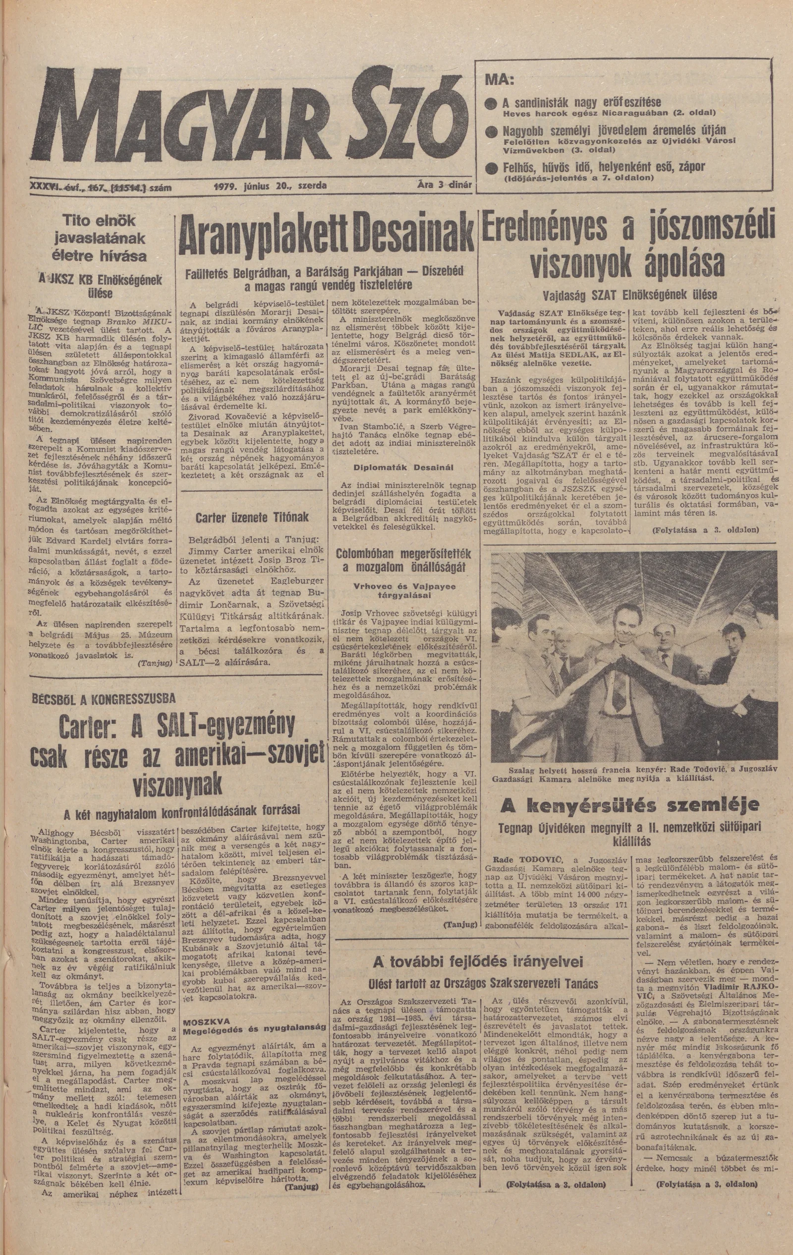 Magyar Szó, 36. évf. 1979. június 20. 167. sz. 1–16. oldal
