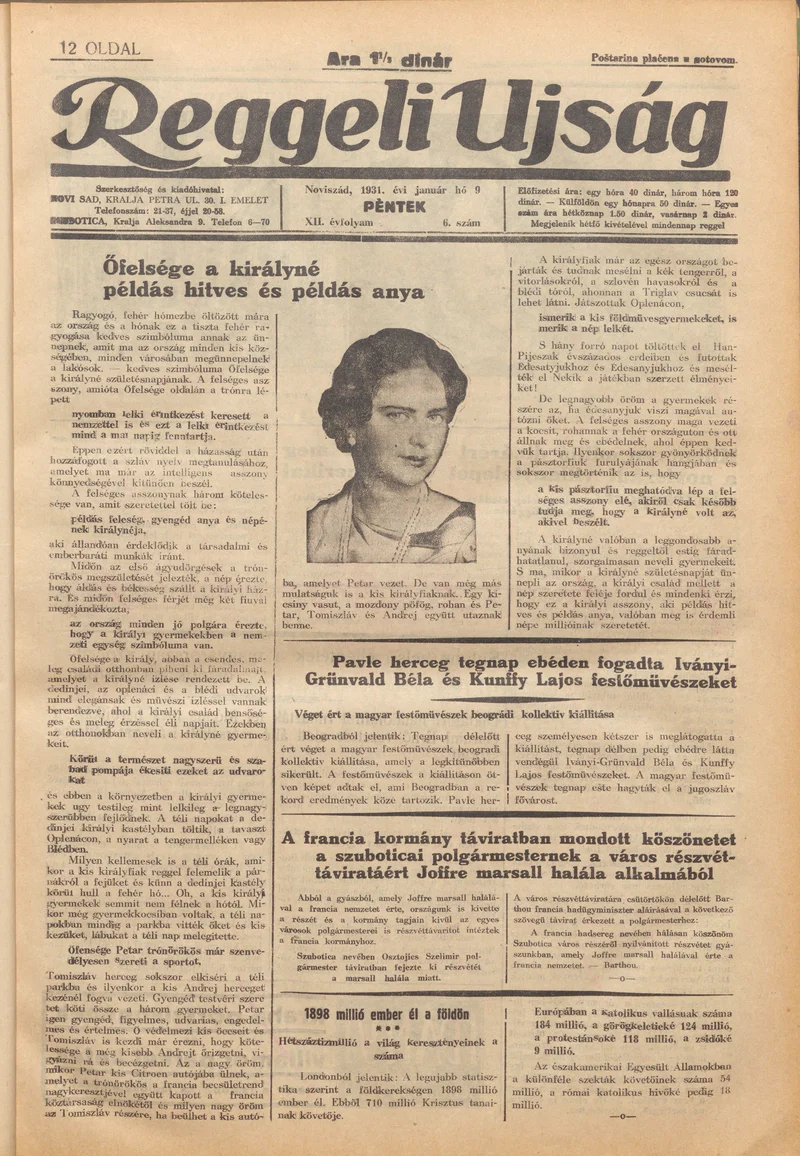 Reggeli Újság, 12. évf. 1931. január 9. 6. sz.