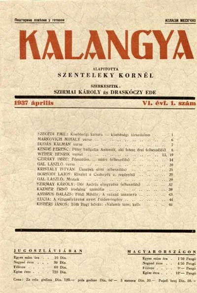 Kalangya, 6. évf. 1937. április. 1. sz. 1–48. oldal