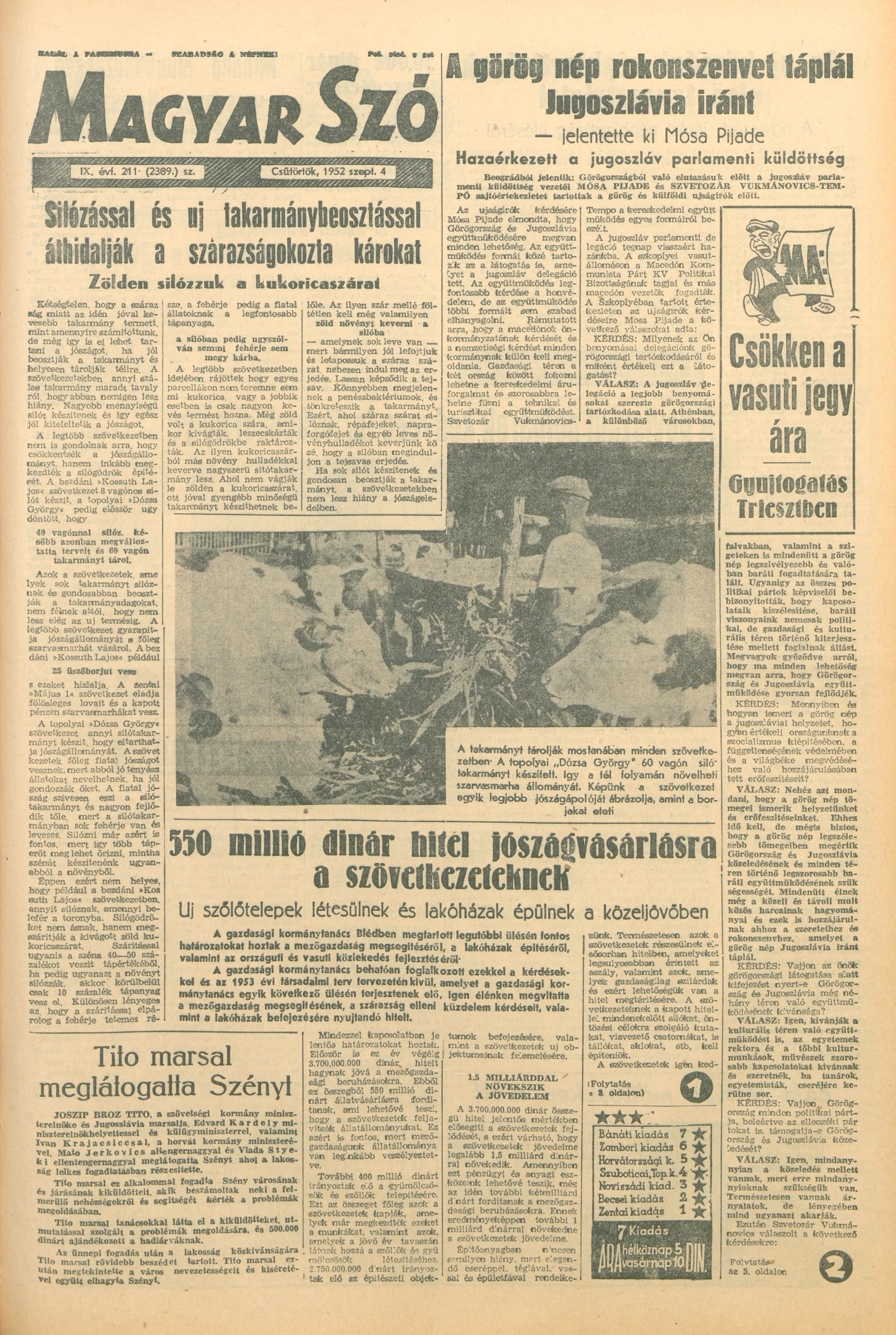 Magyar Szó, 9. évf. 1952. szeptember 4. 211. sz. 1–10. oldal