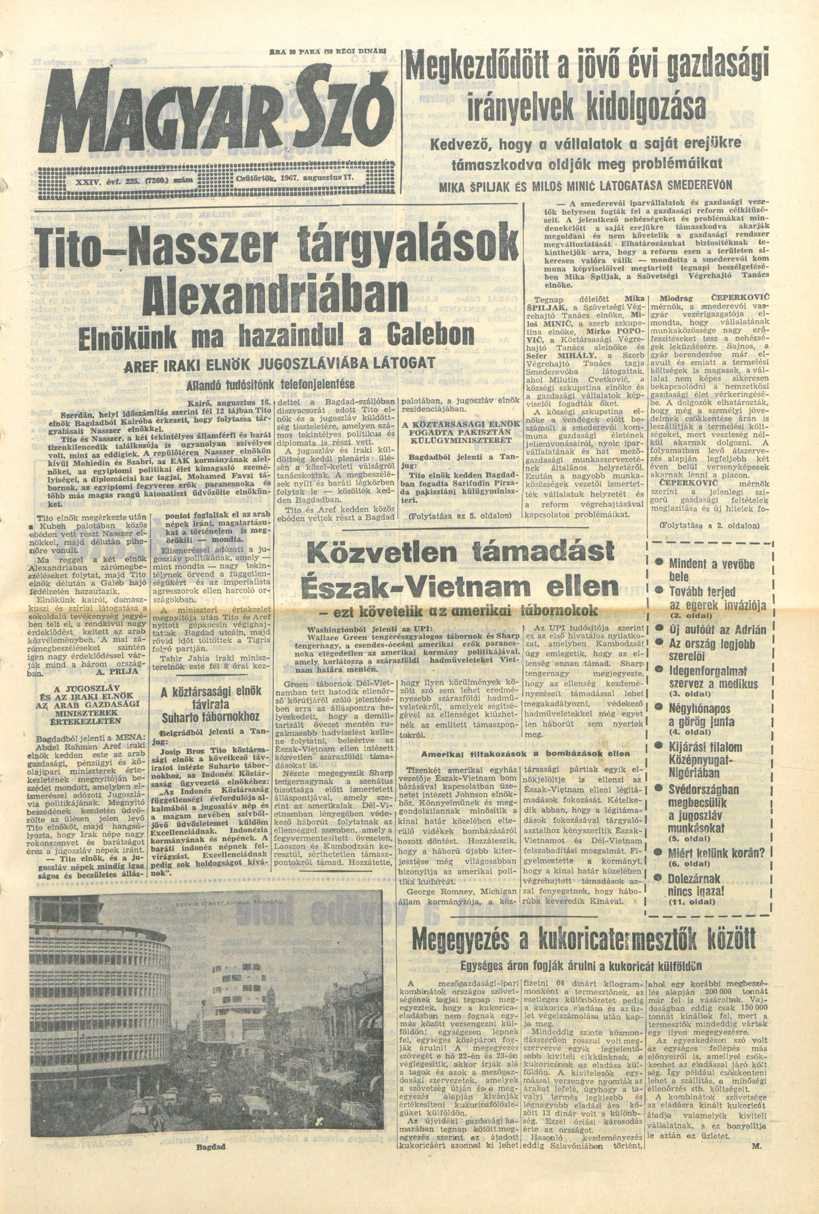 Magyar Szó, 24. évf. 1967. augusztus 17. 225. sz. 1–12. oldal