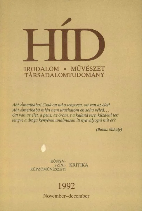 Híd, 56. évf. 1992. november – december. 11–12. sz. 817–984. oldal