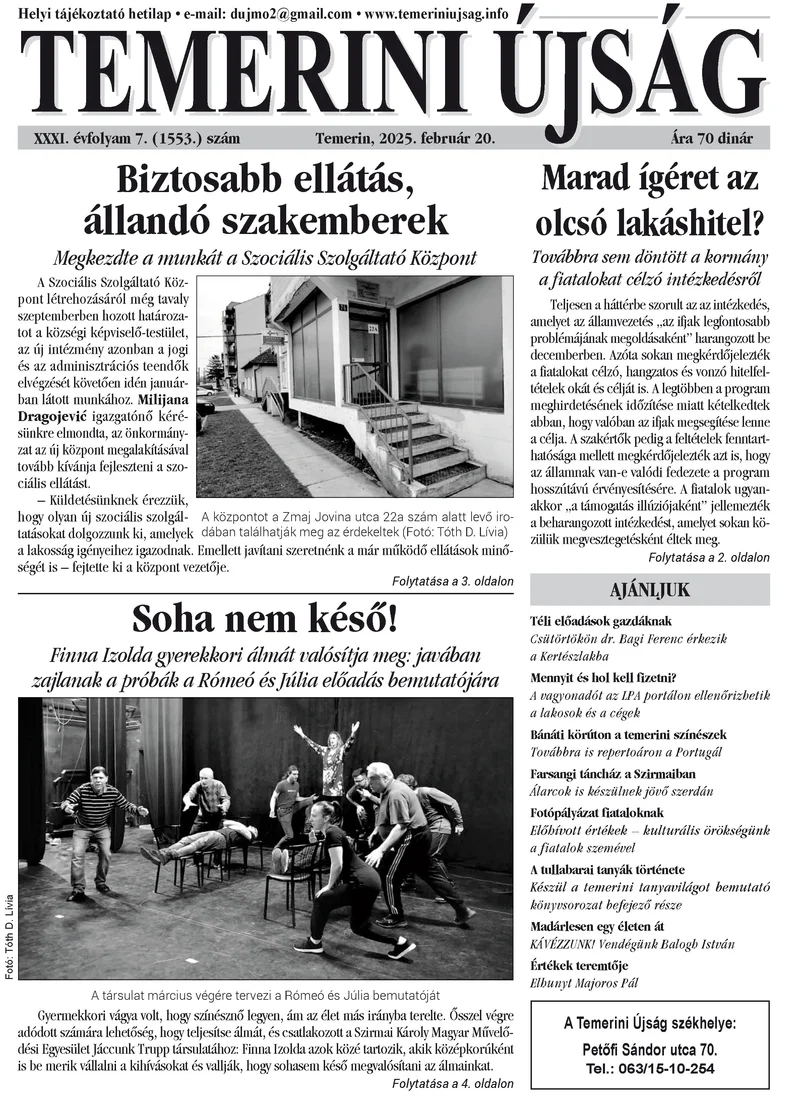 Temerini Újság, 31. évf. 2025. február 20. 7. sz.