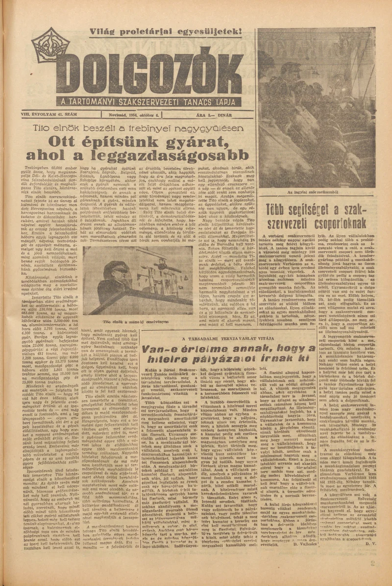 Dolgozók, 8. évf. 1954. október 6. 41. sz.
