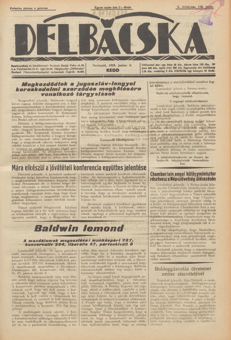 Délbácska, 10. évf. 1929. június 4. 128. sz.