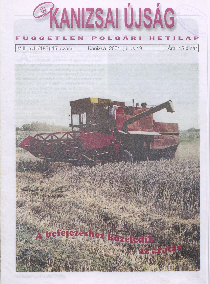 Új Kanizsai Újság, 8. évf. 2001. július 19. 15. sz.