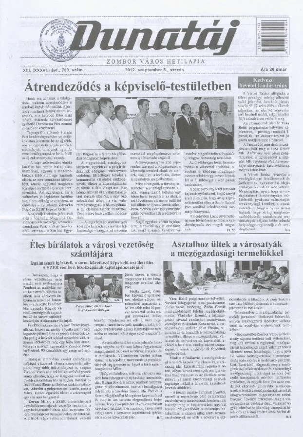 Dunatáj, 14. évf. 2012. szeptember 5. 700. sz.