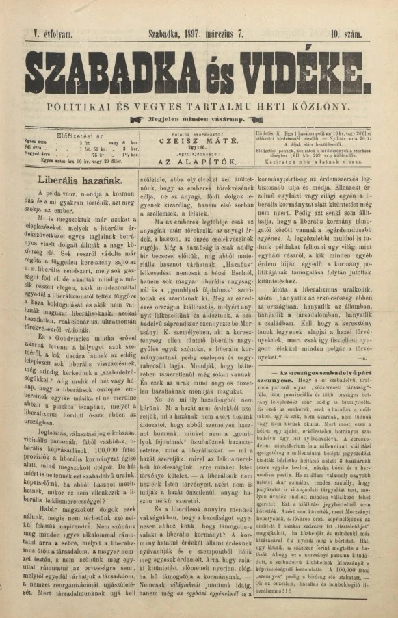 Szabadka és vidéke II, 5. évf. 1897. március 7. 10. sz.