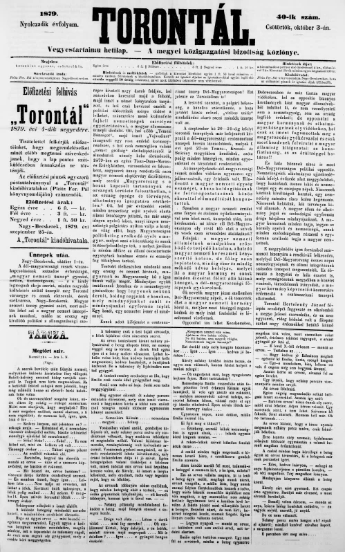 Torontál, 8. évf. 1879. október 3. 40. sz.