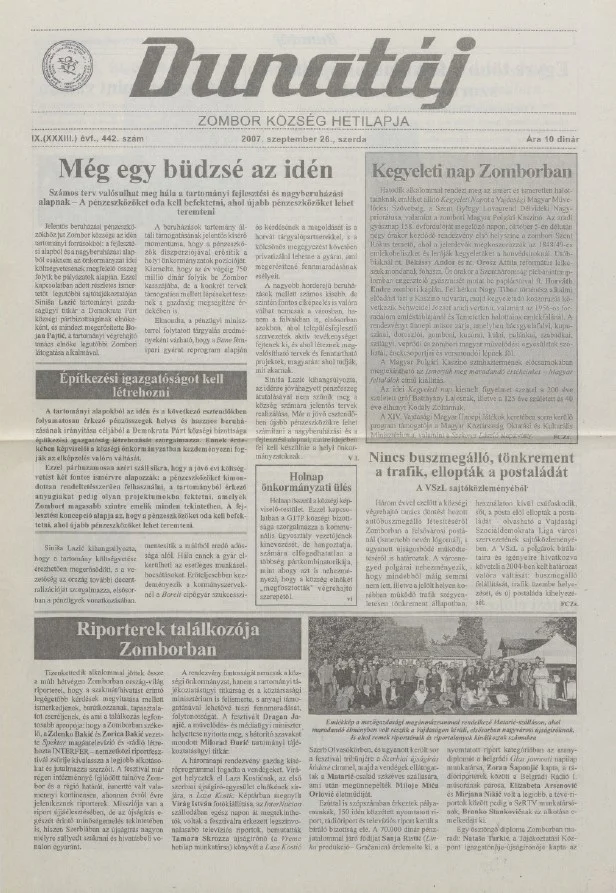 Dunatáj, 9. évf. 2007. szeptember 26. 442. sz.