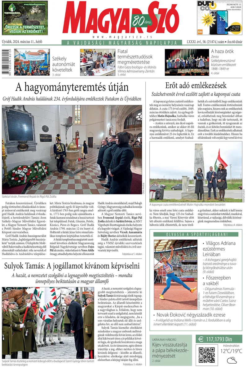 Magyar Szó, 81. évf. 2024. március 11. 58. sz. 1–16. oldal