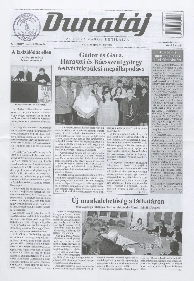 Dunatáj, 12. évf. 2010. május 5. 578. sz.