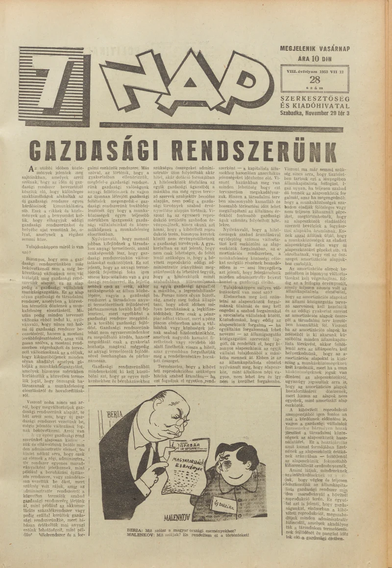 7 Nap, 8. évf. 1953. július 12. 28. sz. 1–16. oldal