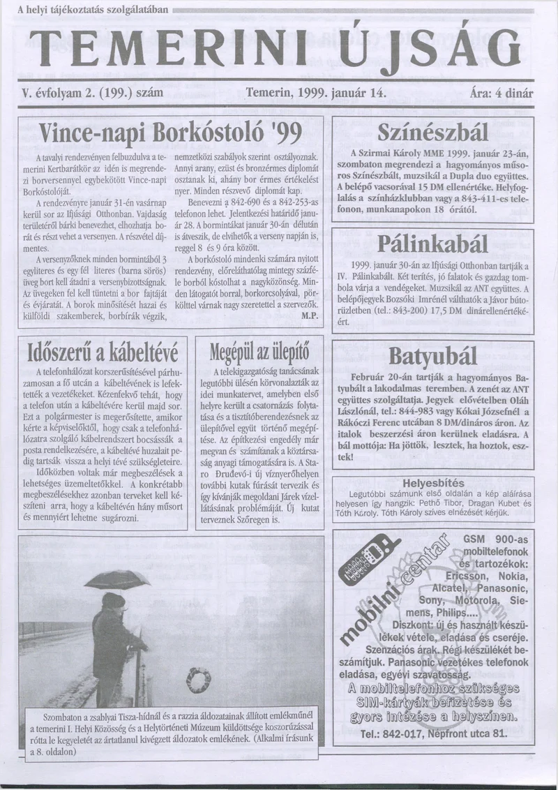 Temerini Újság, 5. évf. 1999. január 14. 2. sz.