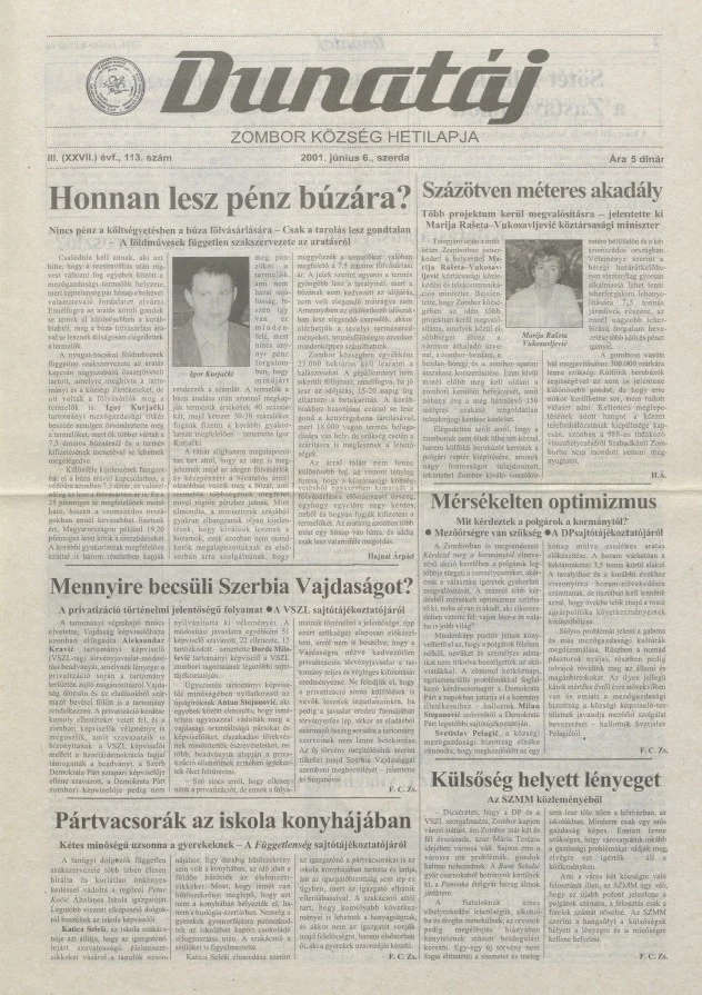 Dunatáj, 3. évf. 2001. június 6. 113. sz.
