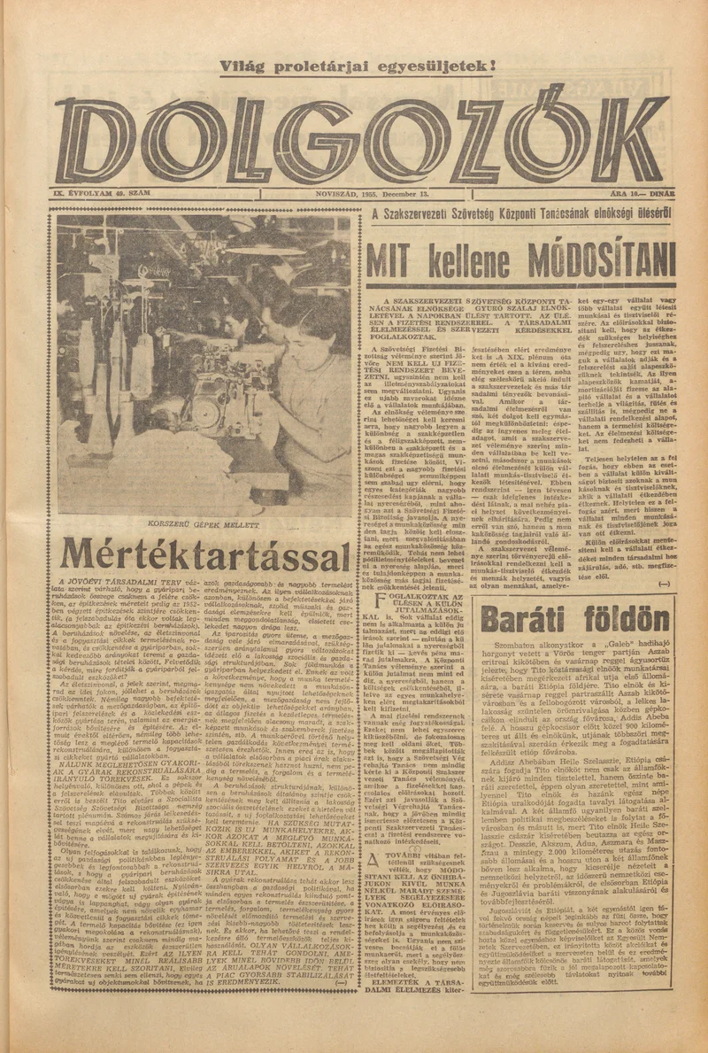 Dolgozók, 9. évf. 1955. december 13. 49. sz.