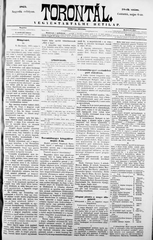 Torontál, 4. évf. 1875. május 6. 18. sz.