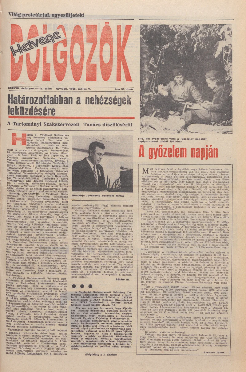 Dolgozók, 39. évf. 1985. március 9. 18. sz.
